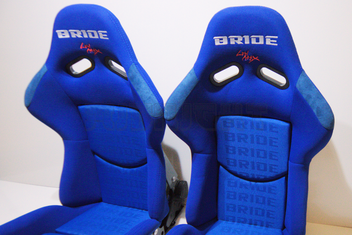 Bride Stradia II Style Blue Fabric Reclinable Bucket Seat Carbon Kevlar Back