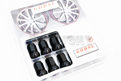 GOD SL Style Black Racing Composite Formula Hexagon Lug Nut Set M12xP1.25 / M12x1.5