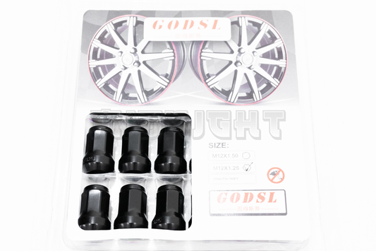 GOD SL Style Black Racing Composite Formula Hexagon Lug Nut Set M12xP1.25 / M12x1.5
