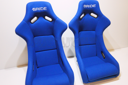 Bride Zeta III Carbon Kevlar Style Blue Fabric Fixed Back Seat