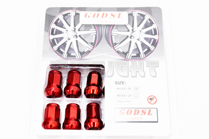 GOD SL Style Red Racing Composite Formula Hexagon Lug Nut Set M12xP1.25 / M12x1.5