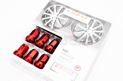 GOD SL Style Red Racing Composite Formula Hexagon Lug Nut Set M12xP1.25 / M12x1.5