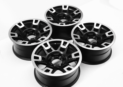 17" Matte Black Machined TRD Style Wheels For Tacoma (6x139.7) Square Set