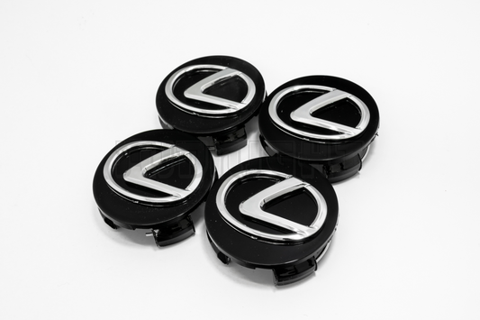 Set Of Four Lexus Black & Chrome Center Hub Caps