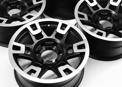 17" Matte Black Machined TRD Style Wheels For Tacoma (6x139.7) Square Set