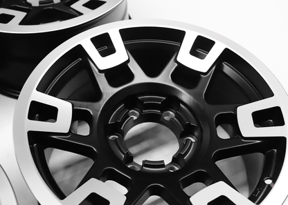 17" Matte Black Machined TRD Style Wheels For Tacoma (6x139.7) Square Set