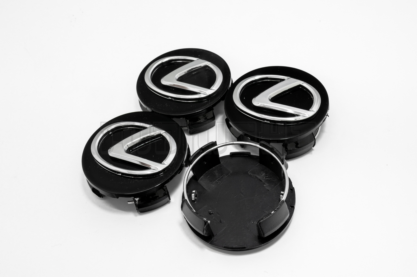 Set Of Four Lexus Black & Chrome Center Hub Caps