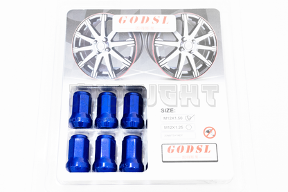 GOD SL Style Blue Racing Composite Formula Hexagon Lug Nut Set M12xP1.25 / M12x1.5