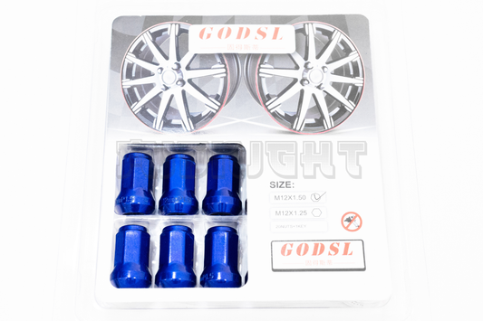 GOD SL Style Blue Racing Composite Formula Hexagon Lug Nut Set M12xP1.25 / M12x1.5