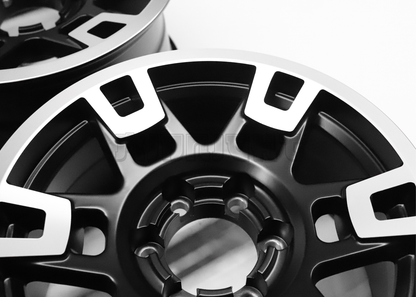 17" Matte Black Machined TRD Style Wheels For Tacoma (6x139.7) Square Set