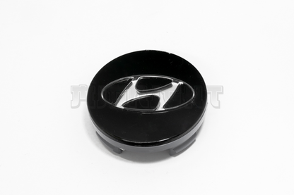 Set Of Four Hyundai Black & Chrome Center Hub Caps