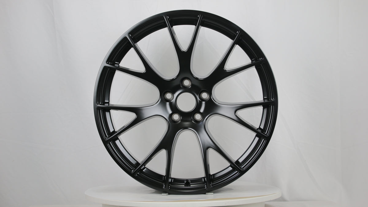 20" Matte Black SRT Dodge Style Wheels Staggered Set 20x9.0 +18 / 20x11.0 +20 5x115