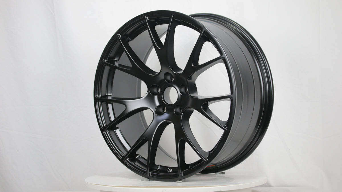 20" Matte Black SRT Dodge Style Wheels Staggered Set 20x9.0 +18 / 20x11.0 +20 5x115
