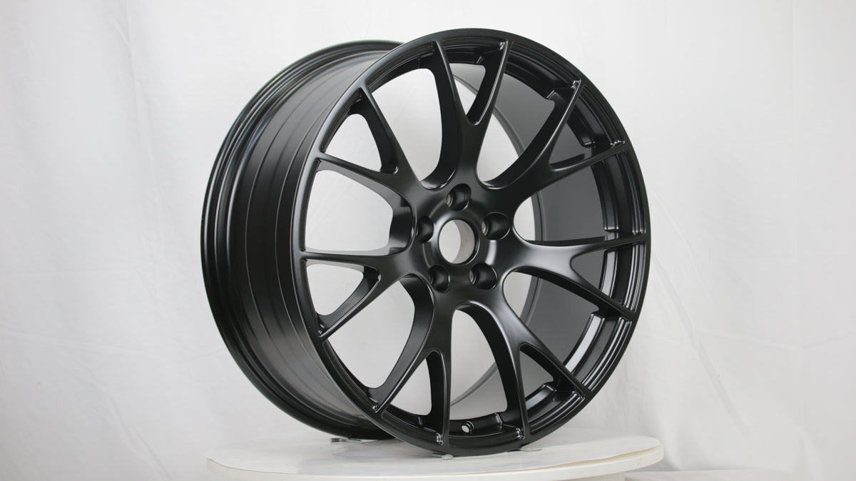 20" Matte Black SRT Dodge Style Wheels Staggered Set 20x9.0 +18 / 20x11.0 +20 5x115
