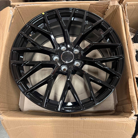 Black 18x8 ET38 5x112 wheels fit Audi A3 A4 A5 VW Golf GTI Mercedes C Class 66.6 hub