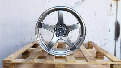 18" Hyper Black Machine Lip Advan Style Wheels Set of 4 18x8.5 +35 5x112