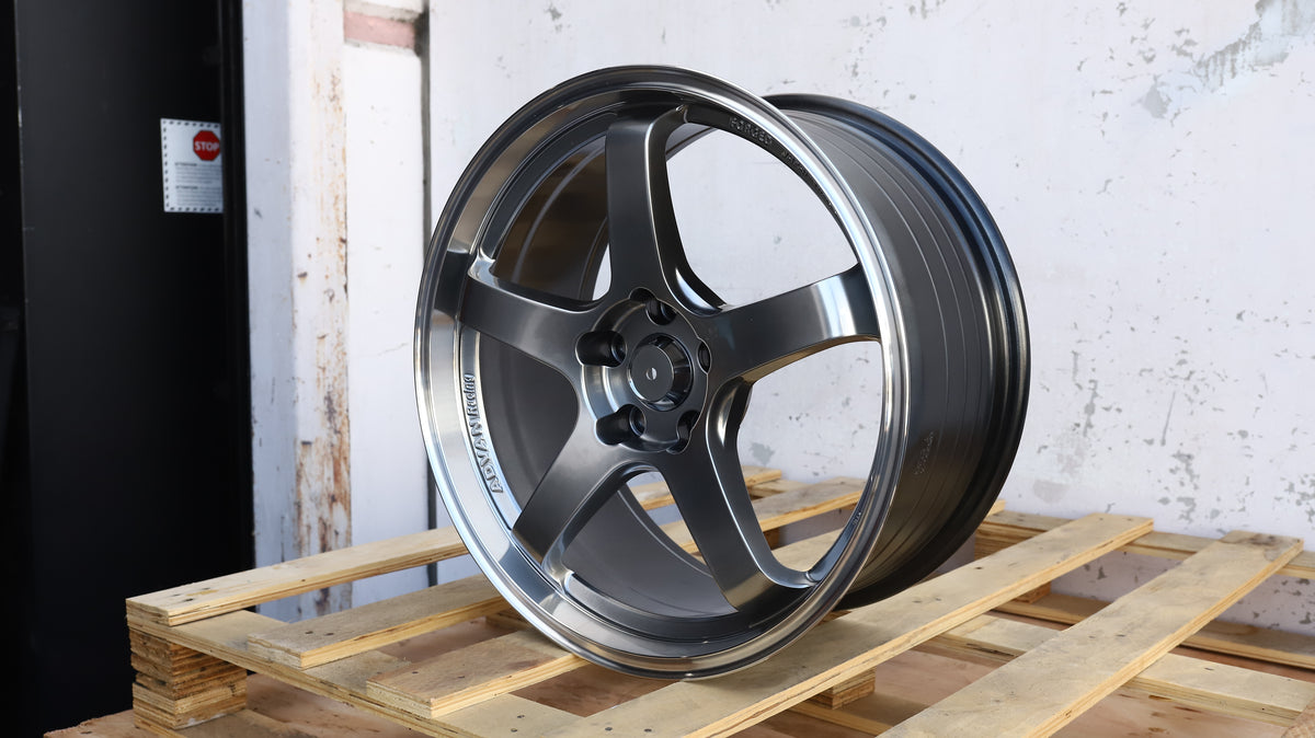 18" Hyper Black Machine Lip Advan Style Wheels Set of 4 18x8.5 +35 5x112