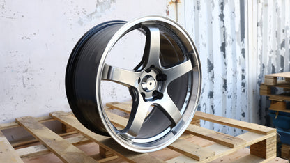 18" Hyper Black Machine Lip Advan Style Wheels Set of 4 18x8.5 +35 5x112