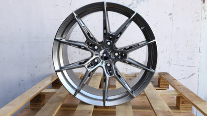 20" Hyper Black WF / BBS Style Wheels Set of 4 20x8.5 +35 5x120