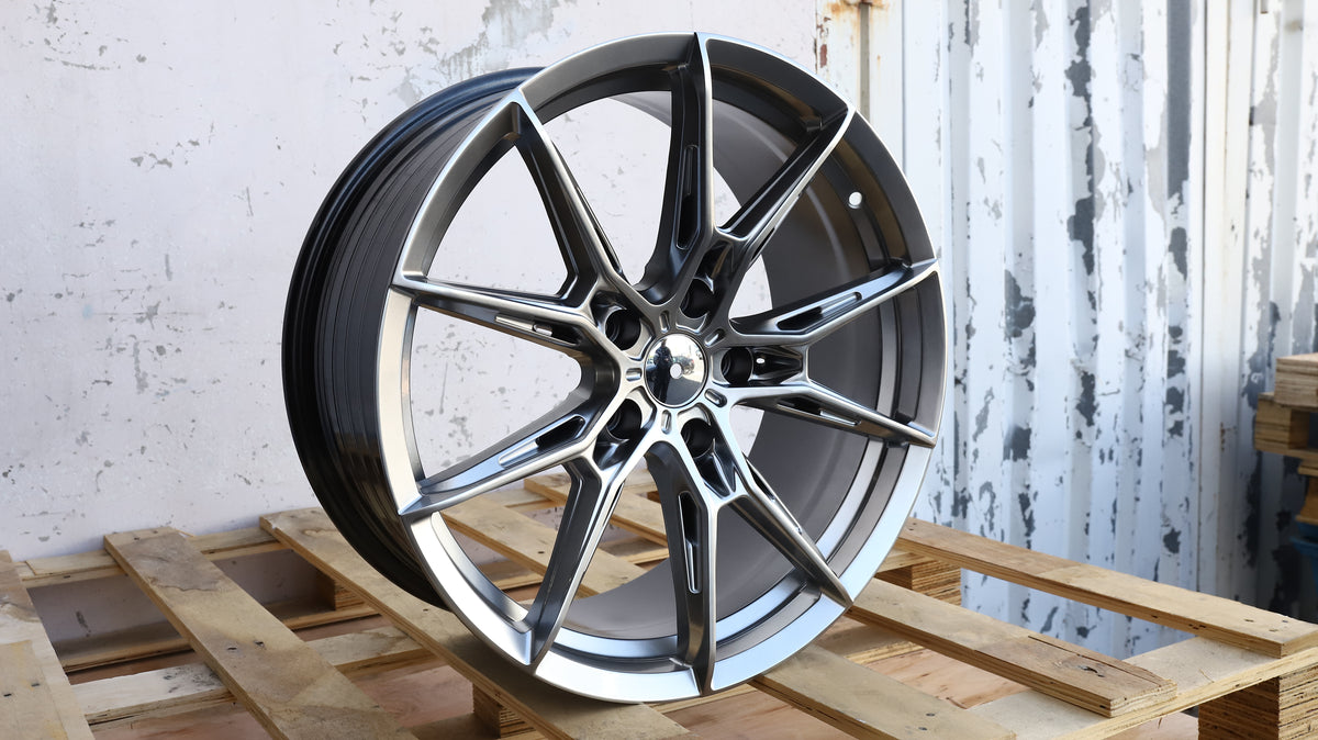 19" Hyper Black WF / BBS Style Wheels Set of 4 19x8.5 +35 5x112