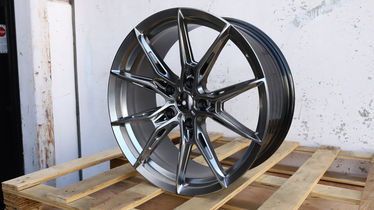 19" Hyper Black WF / BBS Style Wheels Set of 4 19x8.5 +35 5x112
