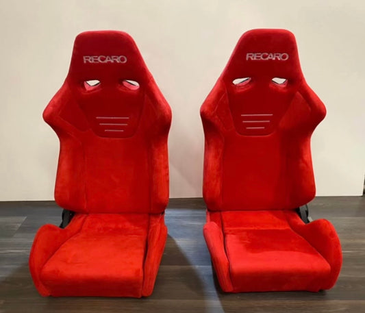 Recaro SR7 Style Red Suede Alcantara Reclinable Bucket Seat