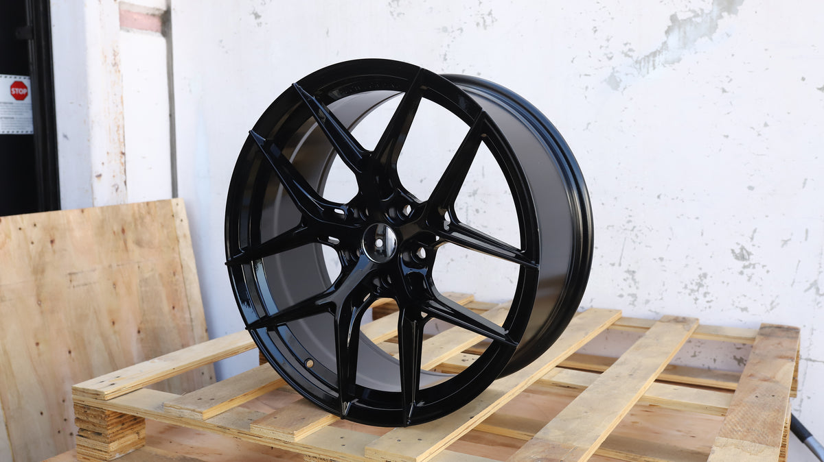 18" Black BBS Style Wheels Set of 4 18x8.5 +35 5x112