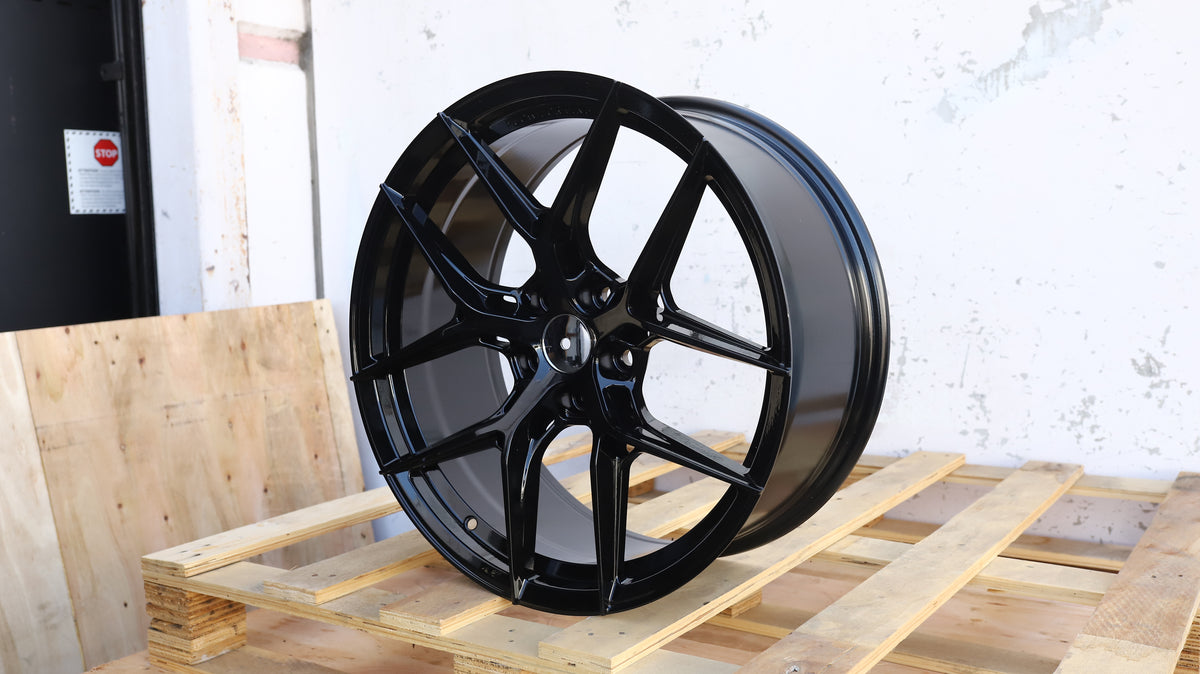 18" Gloss Black BBS RIA Style Wheels Set of 4 18x8.5 +38 5x114.3