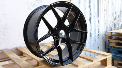 19" Black BBS Style Wheels Set of 4 19x8.5 +35 5x120