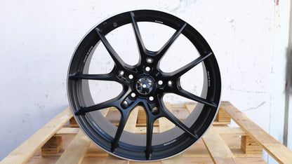 19" Matte Black Machine Lip+Milling Letters Rays Style Wheels Set of 4 19x8.5 +35 5x114.3