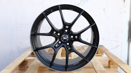 19" Matte Black Machine Lip+Milling Letters Rays Style Wheels Set of 4 19x8.5 +35 5x114.3