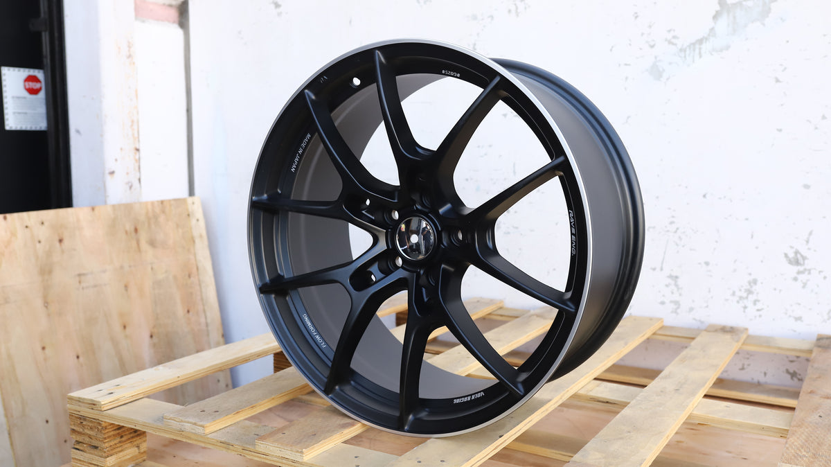 19" Matte Black Machine Lip+Milling Letters Rays Style Wheels Set of 4 19x8.5 +35 5x114.3