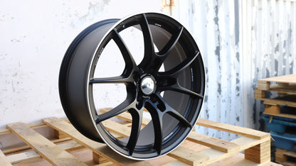 19" Matte Black Machine Lip+Milling Letters Rays Style Wheels Set of 4 19x8.5 +35 5x114.3