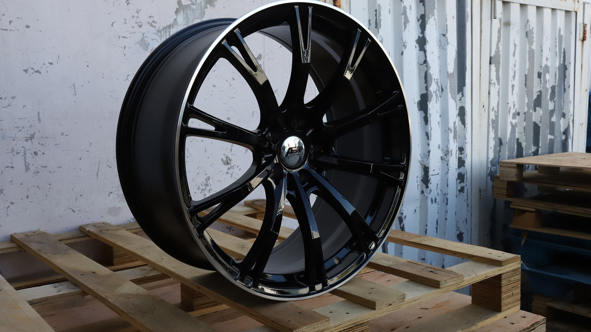 19" Black Machined Lip Audi Style Wheels Set of 4 19x8.5 +30 5x112