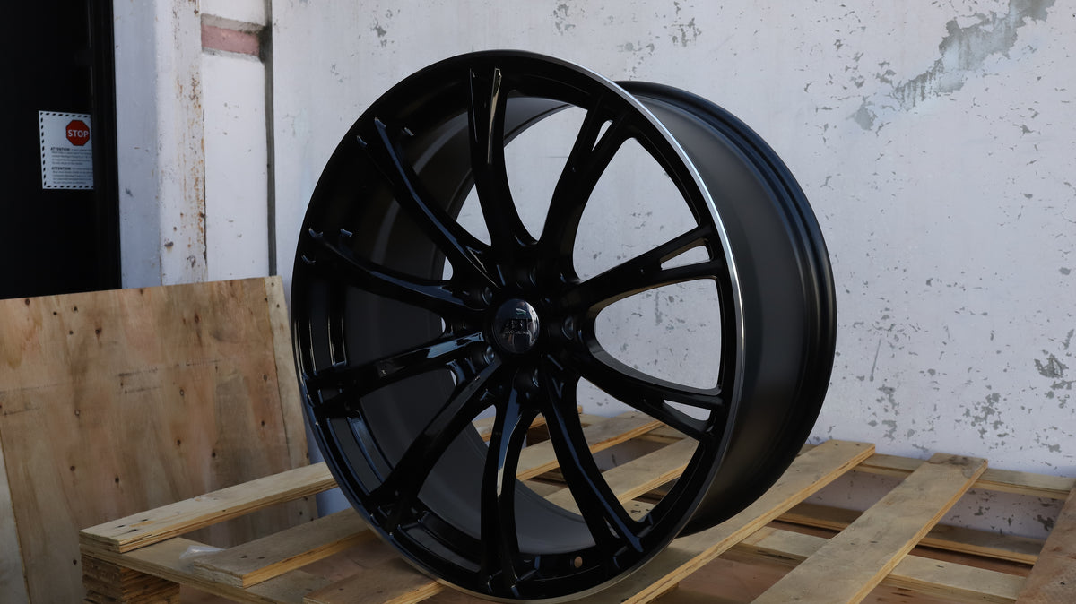 19" Black Machined Lip Audi Style Wheels Set of 4 19x8.5 +30 5x112