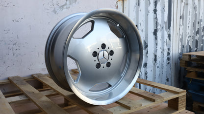 18" Silver Machine Lip Areo Classic Style Wheels Staggered Set 18x8.0 +30 / 18x9.0 +30 5x112