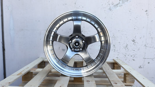 19" Hyper Black Machined Lip Work Meister Style Wheels Staggered Set 19x9.5 +22 / 19x10.5 +25 5x114.3