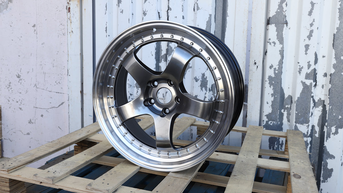 19" Hyper Black Machined Lip Work Meister Style Wheels Staggered Set 19x9.5 +22 / 19x10.5 +25 5x114.3