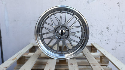 18" Hyper Black Machined Lip BBS LM Style Wheels Staggered Set 18x8.0 +33 / 18x9.0 +30 5x112
