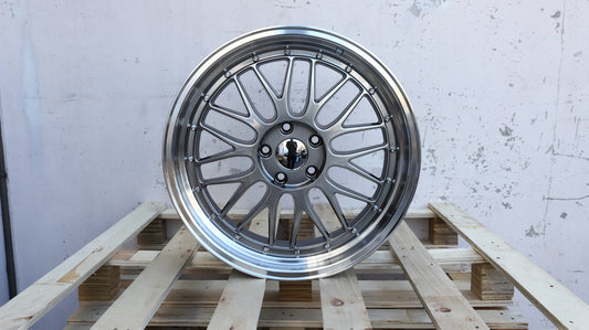 18" Hyper Black Machined Lip BBS LM Style Wheels Staggered Set 18x8.0 +33 / 18x9.0 +30 5x112