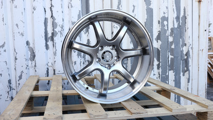 18" Hyper Black Machined Lip Work T7R Style Wheels Set of 4 18x9.5 +22 5x114.3