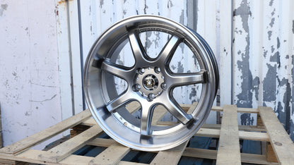 18" Hyper Black Machined Lip Work T7R Style Wheels Set of 4 18x9.5 +22 5x114.3