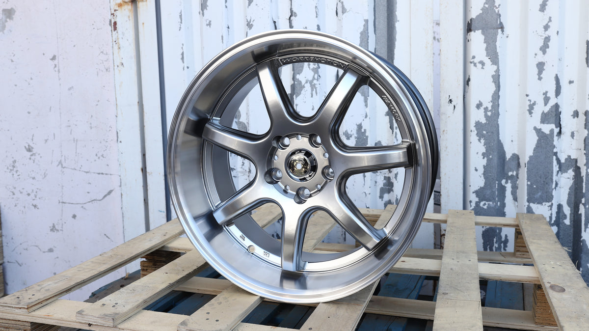 18" Hyper Black Machined Lip Work T5R Style Wheels Set of 4 18x8.5 +28 5x114.3
