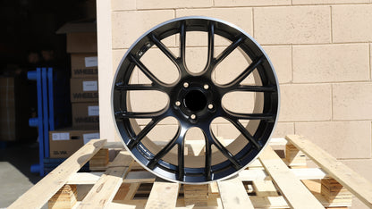 19" Satin Black Machine Lip G16 Rays Style Wheels Set of 4 19x9.5 +40 5x114.3
