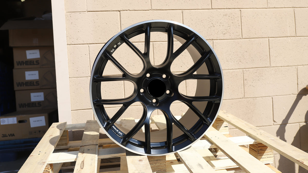 19" Satin Black Machine Lip G16 Rays Style Wheels Set of 4 19x9.5 +40 5x114.3