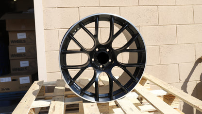 19" Satin Black Machine Lip G16 Rays Style Wheels Set of 4 19x9.5 +40 5x114.3