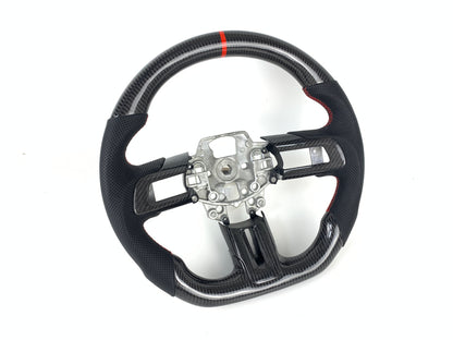 Carbon Fiber Steering Wheel W/ Red Stripe For Ford Mustang 2015-2017