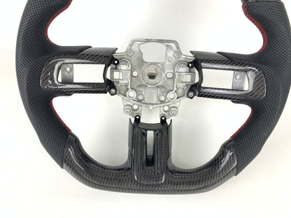 Carbon Fiber Steering Wheel W/ Red Stripe For Ford Mustang 2015-2017