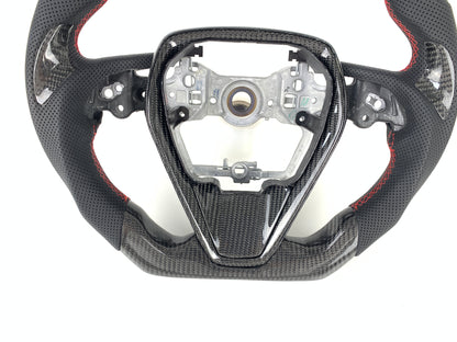 Carbon Fiber Steering Wheel W/ Red Stripe For Toyota Camry 2018-2024