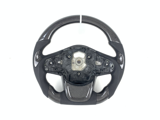 Carbon Fiber Steering Wheel W/ White Stripe For A90 Toyota Supra 2019+